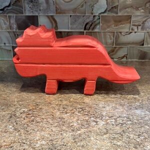 Red Wooden Dinosaur Figurine